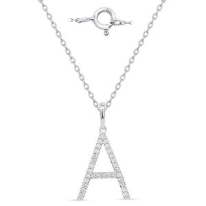 Nova Star(R) Sterling Silver Lab-Grown Diamond Initial A Pendant