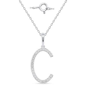 Nova Star(R) Sterling Silver Lab-Grown Diamond Initial C Pendant