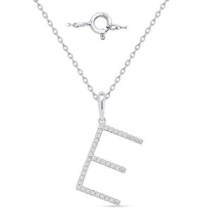 Nova Star(R) Sterling Silver Lab-Grown Diamond Initial E Pendant
