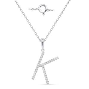 Nova Star(R) Sterling Silver Lab-Grown Diamond Initial K Pendant