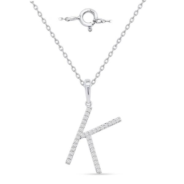 Nova Star(R) Sterling Silver Lab-Grown Diamond Initial K Pendant