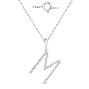 Nova Star(R) Sterling Silver Lab-Grown Diamond Initial M Pendant