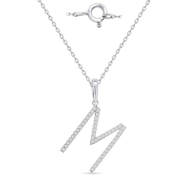 Nova Star(R) Sterling Silver Lab-Grown Diamond Initial M Pendant