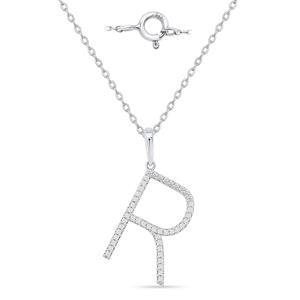 Nova Star(R) Sterling Silver Lab-Grown Diamond Initial R Pendant