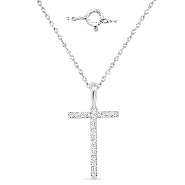 Nova Star(R) Sterling Silver Lab-Grown Diamond Initial T Pendant