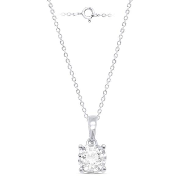 Nova Star(R) Sterling Silver Lab Grown Diamond Solitaire Pendant