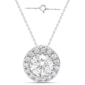 Nova Star(R) Sterling Silver 1ctw. Lab Grown Diamond Halo Pendant alternate view