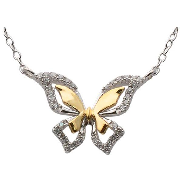 Nova Star(R) Two-Tone 1/8ctw. Lab Grown Diamond Butterfly Necklace