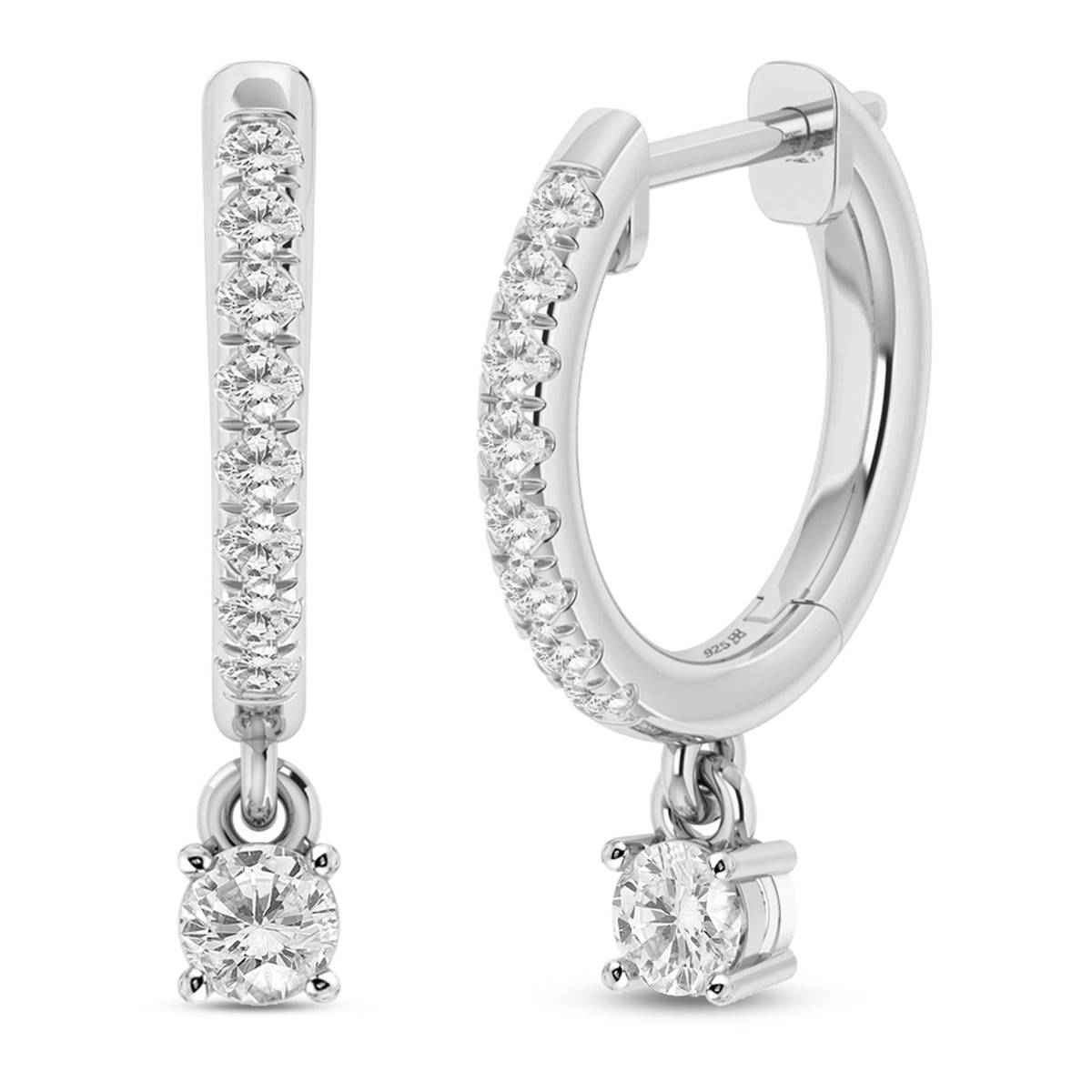 Nova Star(R) Sterling Silver 1/4ctw. Lab Diamond Hoop Drop Earrings