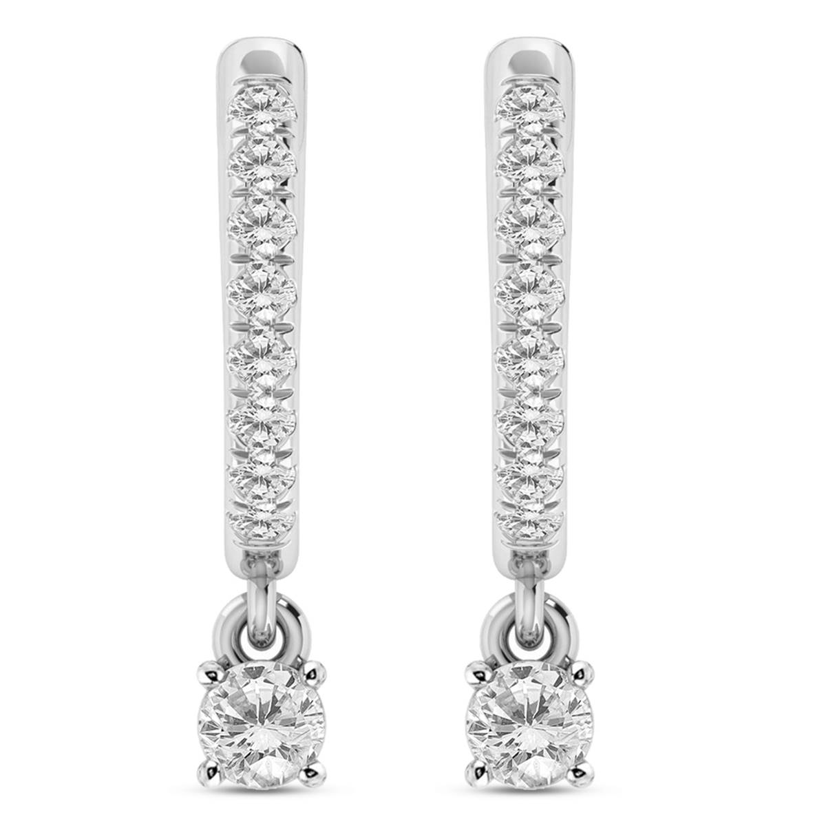 Nova Star(R) Sterling Silver 1/4ctw. Lab Diamond Hoop Drop Earrings