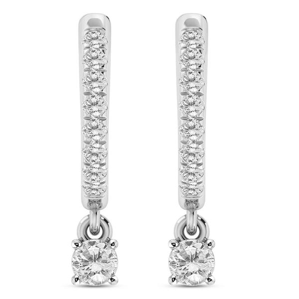 Nova Star(R) Sterling Silver 1/4ctw. Lab Diamond Hoop Drop Earrings alternate view