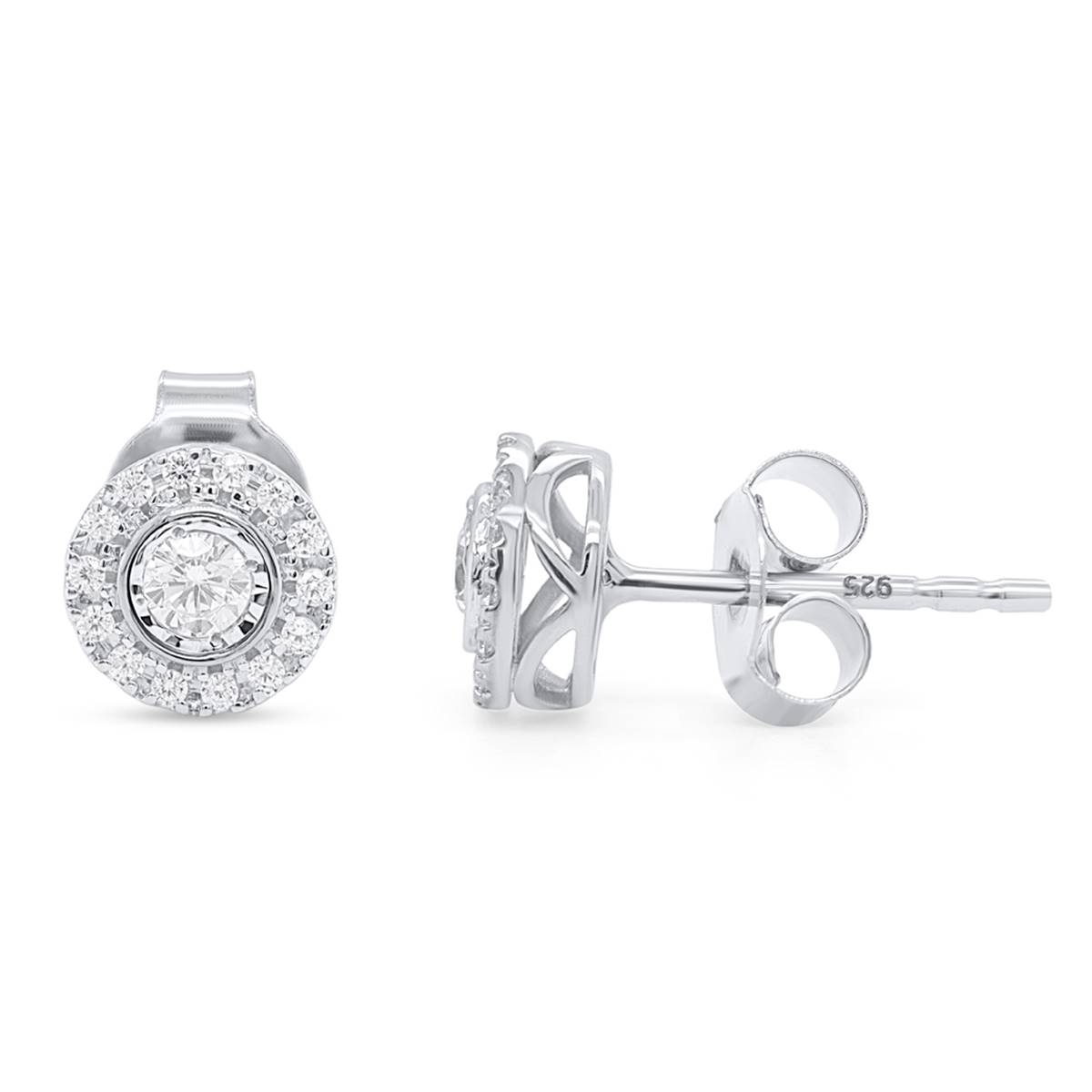 Nova Star(R) Sterling 1/4ctw. Lab Grown Diamond Halo Stud Earrings