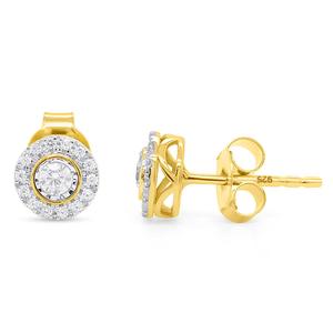 Nova Star(R) Yellow Gold 1/4ctw. Lab Grown Diamond Halo Earrings