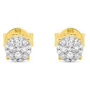Nova Star(R) Gold Plated Lab Grown Diamond Cluster Stud Earrings alternate view