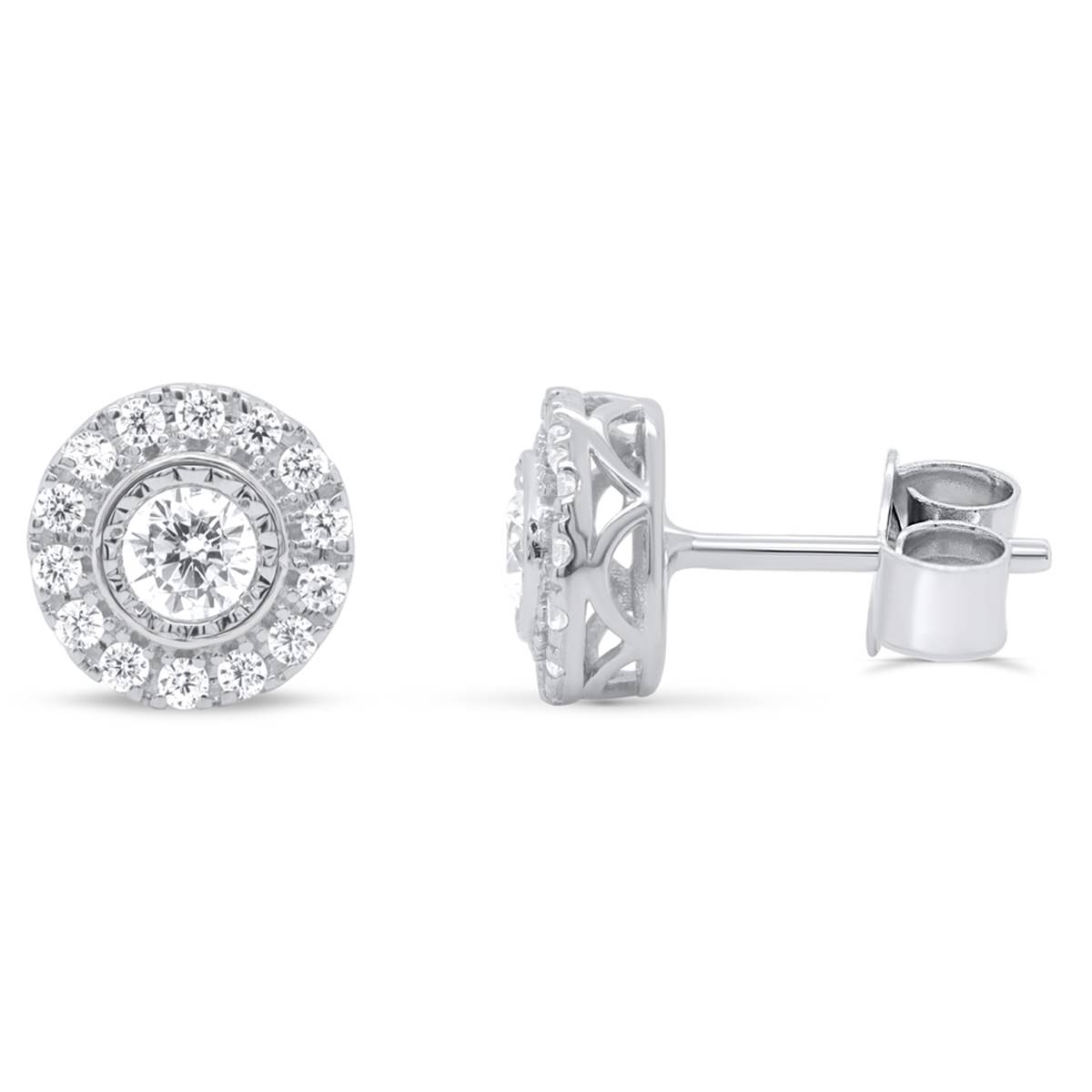 Nova Star(R) Sterling 1/2ctw. Lab Grown Diamond Halo Stud Earrings