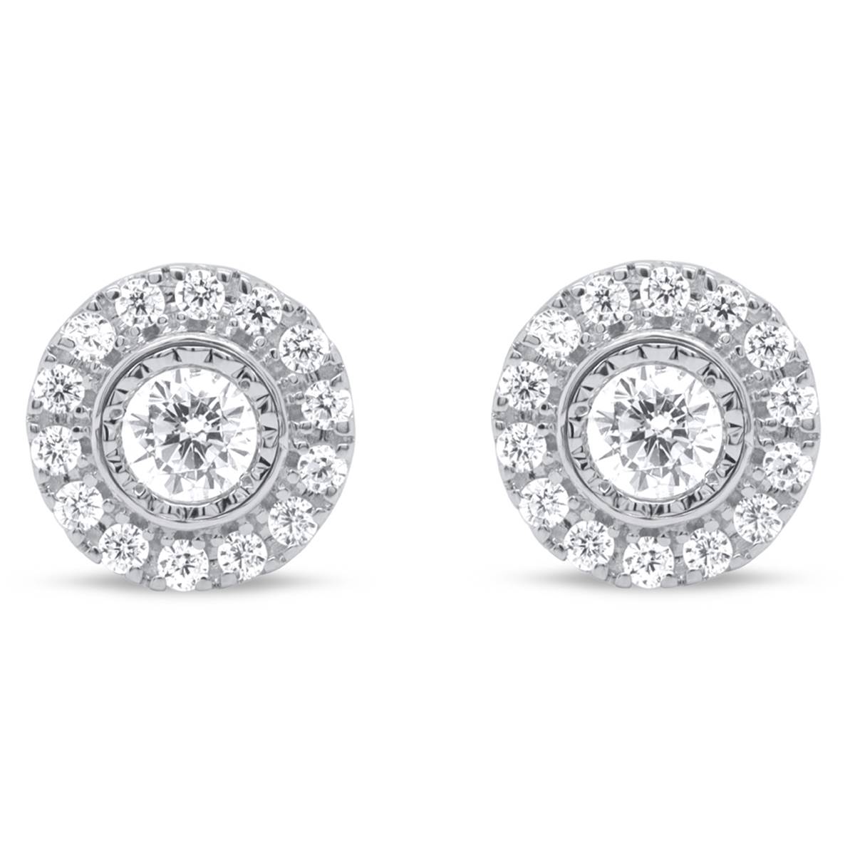 Nova Star(R) Sterling 1/2ctw. Lab Grown Diamond Halo Stud Earrings