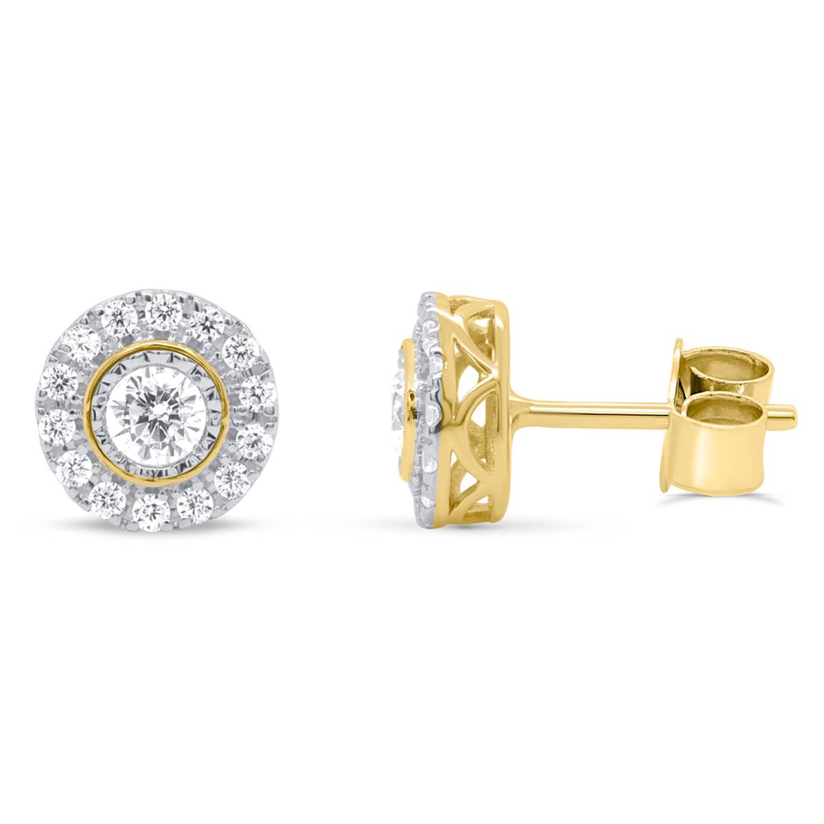 Nova Star(R) Yellow Gold 1/2ctw. Lab Grown Diamond Halo Earrings