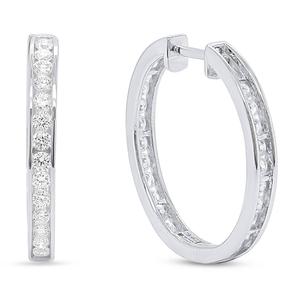 Nova Star(R) Sterling Silver 1ctw. Lab Grown Diamond Hoop Earrings alternate view