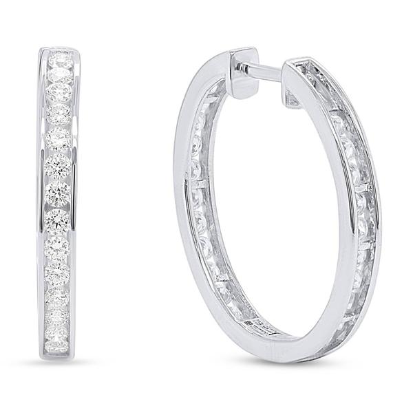 Nova Star(R) Sterling Silver 1ctw. Lab Grown Diamond Hoop Earrings alternate view