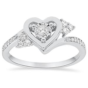 Nova Star(R) Sterling Silver 1/4ctw. Lab-Grown Diamond Heart Ring