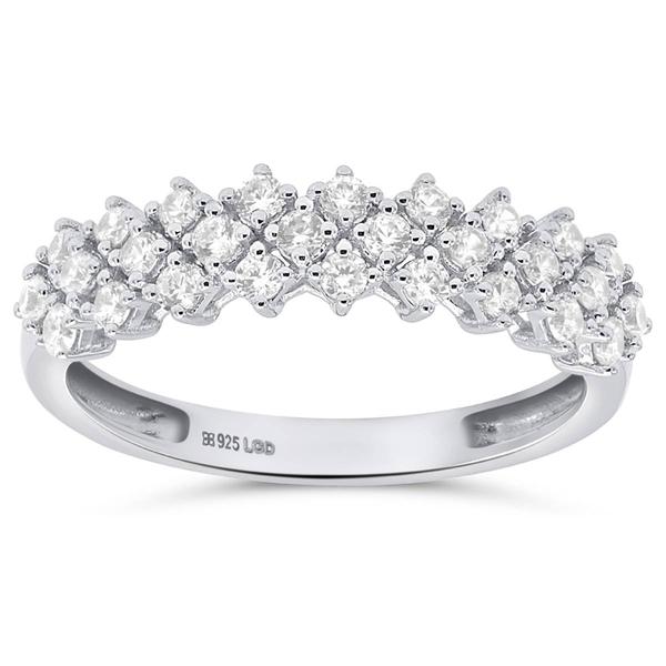 Nova Star(R) Sterling Silver Lab Grown Clustered Diamond Ring