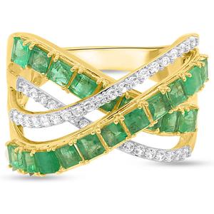 Gemstone Classics(tm) Emerald with White Zircon Crossover Ring