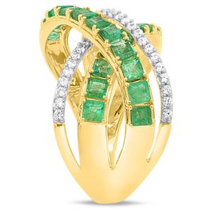 Gemstone Classics(tm) Emerald with White Zircon Crossover Ring alternate view