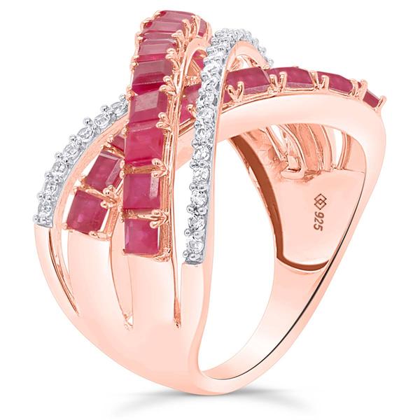 Gemstone Classics(tm) Ruby with White Zircon Crossover Ring alternate view