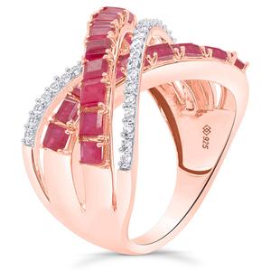 Gemstone Classics(tm) Ruby with White Zircon Crossover Ring alternate view
