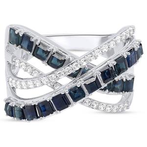 Gemstone Classics(tm) Blue Sapphire with White Zircon Crossover Ring