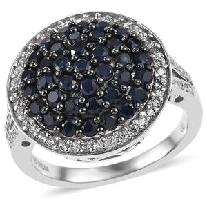 Gemstone Classics(tm) Blue Sapphire with White Zircon Cluster Ring