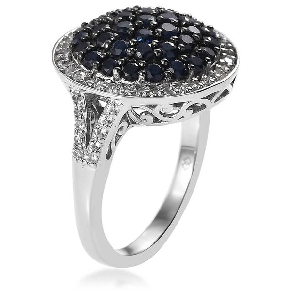 Gemstone Classics(tm) Blue Sapphire with White Zircon Cluster Ring alternate view
