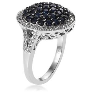 Gemstone Classics(tm) Blue Sapphire with White Zircon Cluster Ring alternate view
