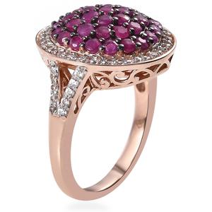 Gemstone Classics(tm) Rose Gold w/ Ruby & White Zircon Cluster Ring alternate view