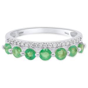 Gemstone Classics(tm) Sterling Silver Emerald & White Zircon Ring alternate view