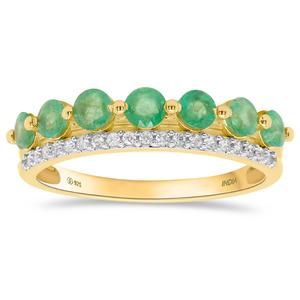 Gemstone Classics(tm) Round Emerald with White Zircon 7-Stone Ring