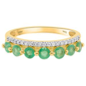Gemstone Classics(tm) Round Emerald with White Zircon 7-Stone Ring alternate view