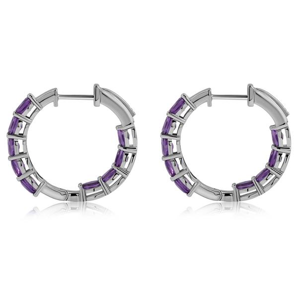 Gemstone Classics(tm) 4x3mm Oval Amethyst Inside Out Hoop Earrings alternate view