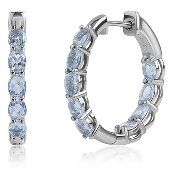 Gemstone Classics(tm) Lab-Grown Aquamarine Inside Out Hoop Earrings