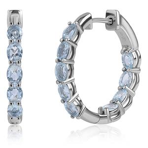 Gemstone Classics(tm) Lab-Grown Aquamarine Inside Out Hoop Earrings