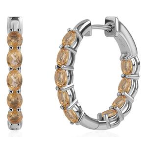 Gemstone Classics(tm) 4x3mm Oval Citrine Inside Out Hoop Earrings