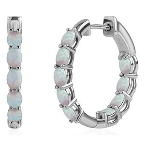 Gemstone Classics(tm) Oval Lab-Grown Opal Inside Out Hoop Earrings
