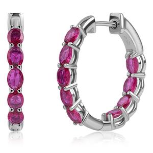Gemstone Classics(tm) Oval Lab-Grown Ruby Inside Out Hoop Earrings