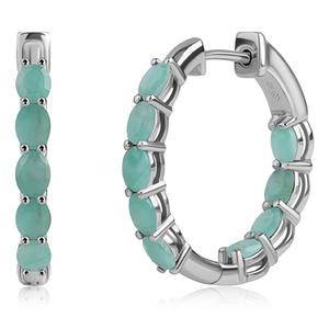 Gemstone Classics(tm) 4x3mm Oval Emerald Inside Out Hoop Earrings