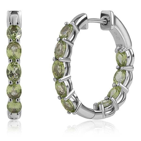 Gemstone Classics(tm) 4x3mm Oval Peridot Inside Out Hoop Earrings