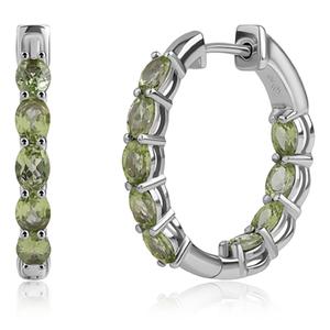 Gemstone Classics(tm) 4x3mm Oval Peridot Inside Out Hoop Earrings