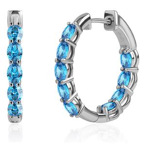 Gemstone Classics(tm) 4x3mm Blue Topaz Inside Out Hoop Earrings