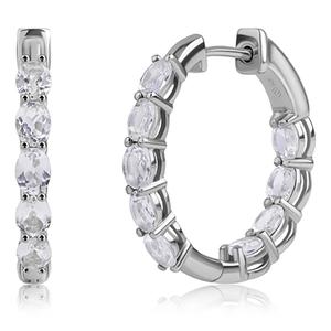 Gemstone Classics(tm) 4x3mm White Topaz Inside Out Hoop Earrings
