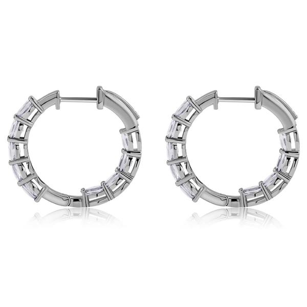Gemstone Classics(tm) 4x3mm White Topaz Inside Out Hoop Earrings alternate view