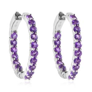 Gemstone Classics(tm) Round Amethyst Inside Out Hoop Earrings alternate view